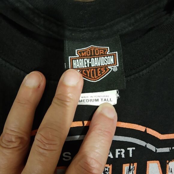 HARLEY-DAVIDSON Black/Orange Tee Oil Refinery Sealed Mesa, Arizona Medium Tall - Picture 7 of 7